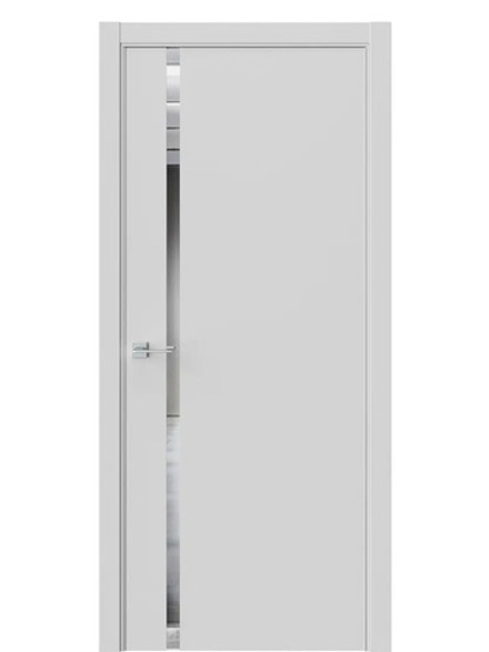 Двери WestStyle  "IN 36" EmLayer Серый /Зеркало /алюм.кромка  ДО