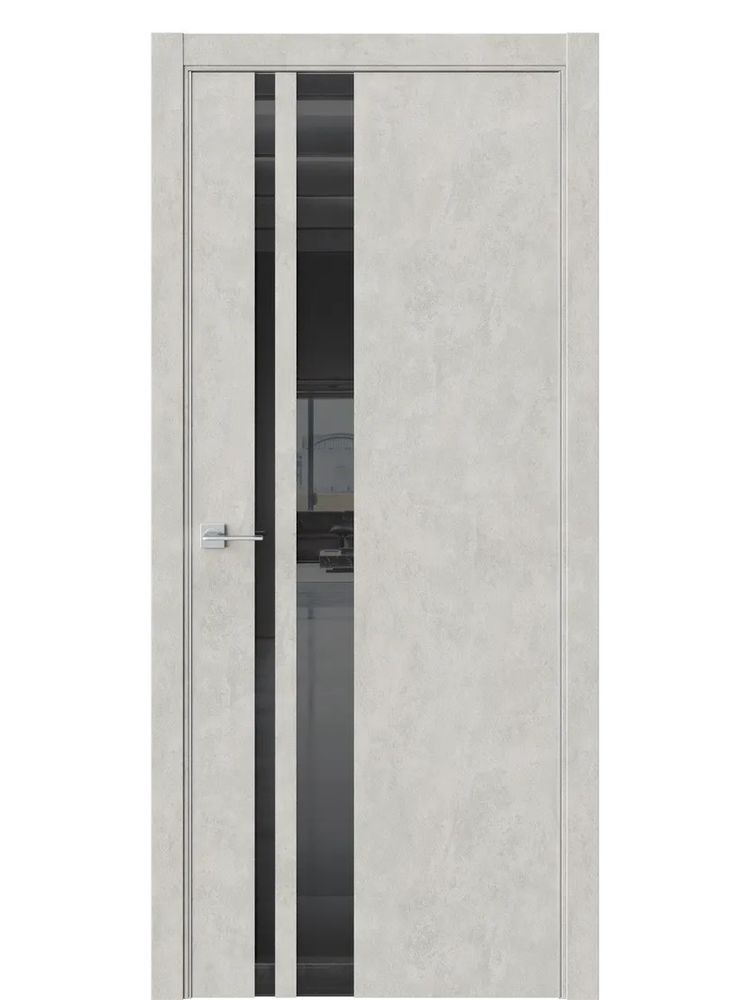 Двери WestStyle  "IN 38" Бетон Смоки /Чёрное Lacobel /алюм.кромка ДО
