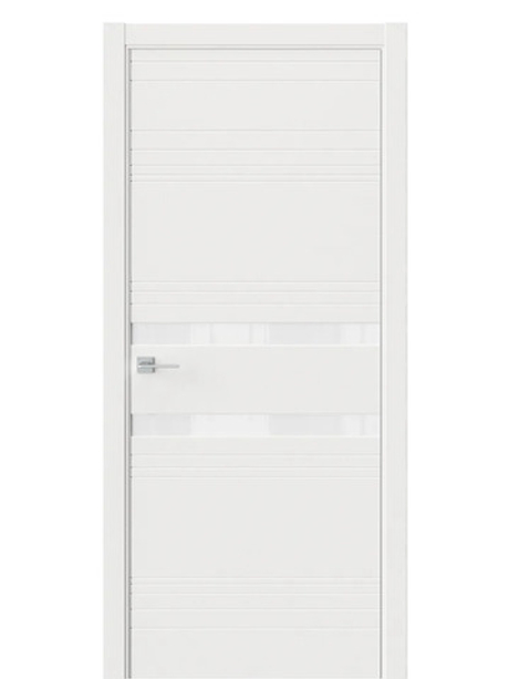 Двери WestStyle  "IN 13" Белое Дерево /Аляска Lacobel /алюм.кромка ДО