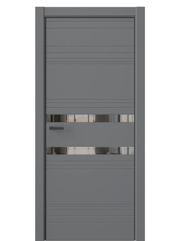 Двери WestStyle  "IN 13" Альпийская Ночь /Зеркало Графит /алюм.кромка ДО