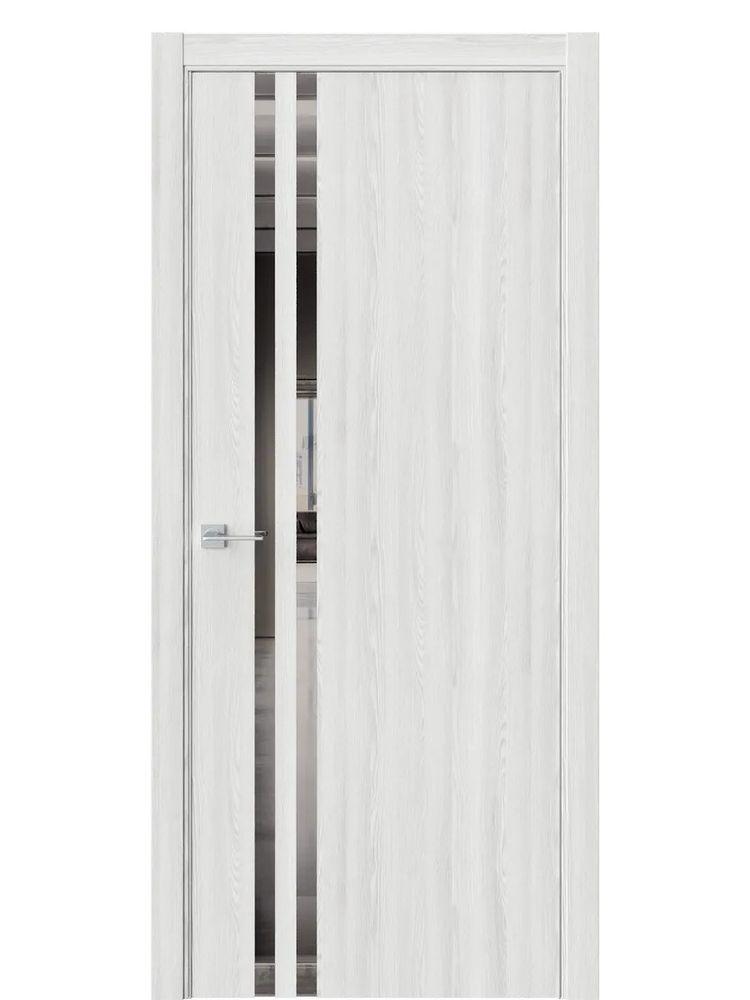 Двери WestStyle  "IN 37" Клен Айс /Зеркало графит /алюм.кромка  ДО