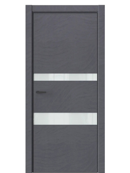 Двери WestStyle  "IN 16" Стоунлайн Дарк /Белое Lacobel /алюм.кромка ДО