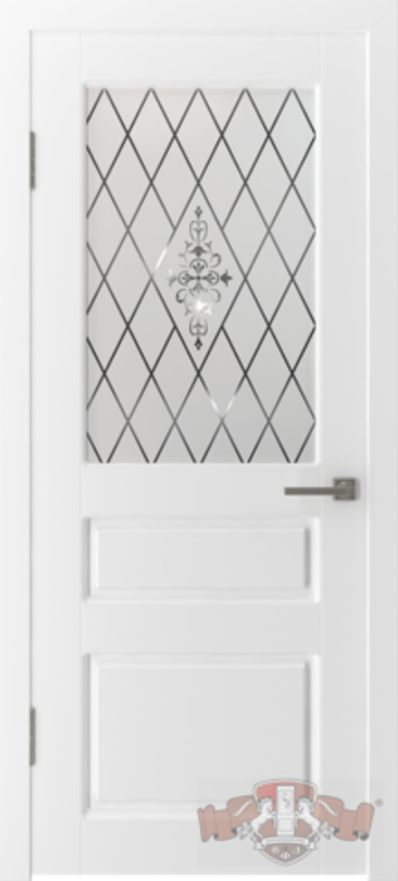 Межкомнатные двери ВФД "ЧЕСТЕР" 15ДО0, (WA) белая эмаль/белое стекло с худ.матированием