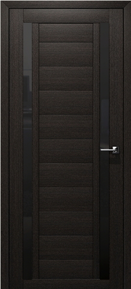Межкомнатные двери ВОСХОД "ГАММА 2" Орех бисмарк (венге) черное стекло ДО