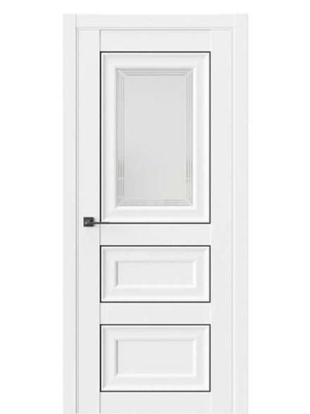 Двери WestStyle HR6 Emlayer белый /белое сатинат /молдинг черный  ДО