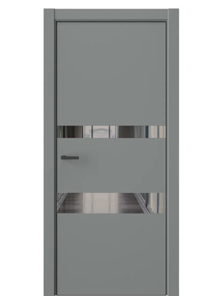 Двери WestStyle  "IN 16" Морская Галька /Зеркало графит /алюм.кромка  ДО
