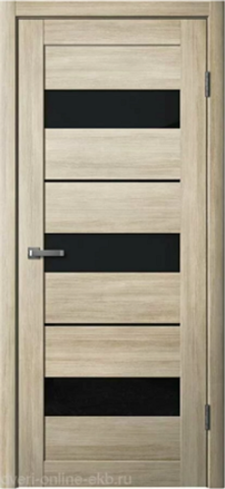 Межкомнатные двери La Stella 200 Ясень латте/Черное стекло/зеркало ДО