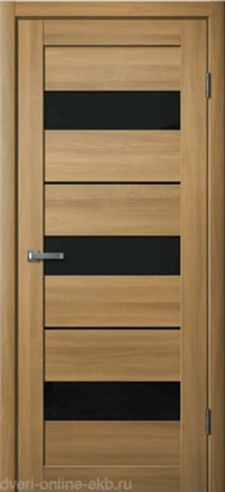 Межкомнатные двери La Stella 200 Дуб сантьяго/Черное стекло/зеркало ДО