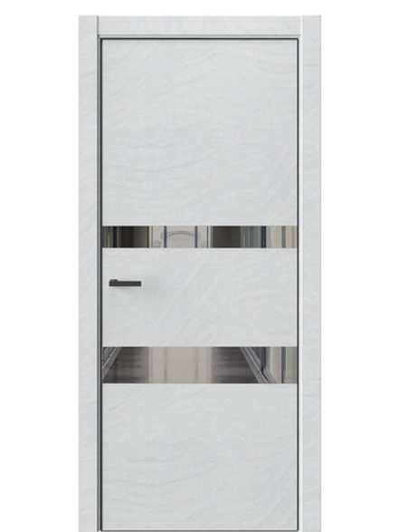 Двери WestStyle  "IN 16" Стоунлайн Лайт /Зеркало графит /алюм.кромка ДО