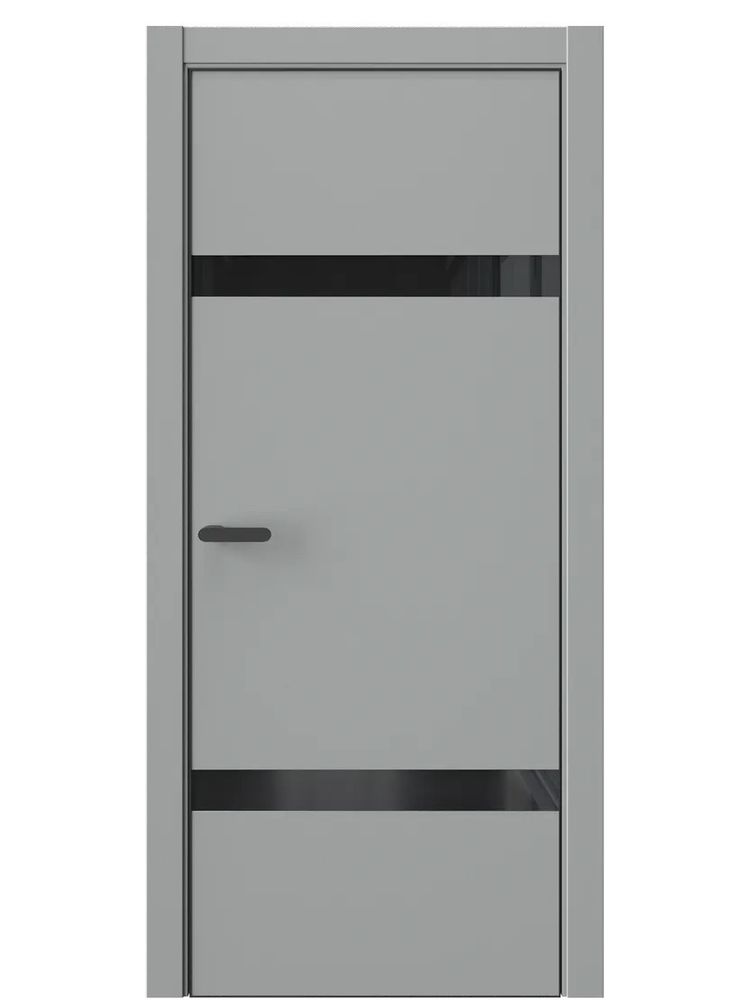 Двери WestStyle  "IN 3" Серая Гавань /Чёрное Lacobel /алюм.кромка  ДО
