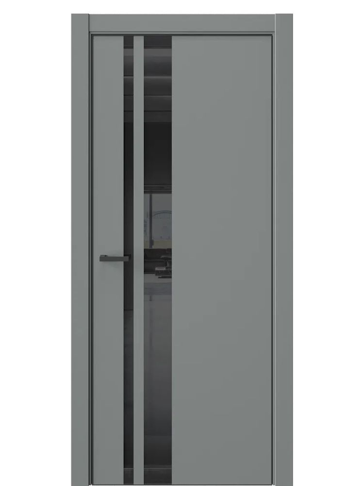 Двери WestStyle  "IN 38" Морская Галька /Чёрное Lacobel /алюм.кромка  ДО