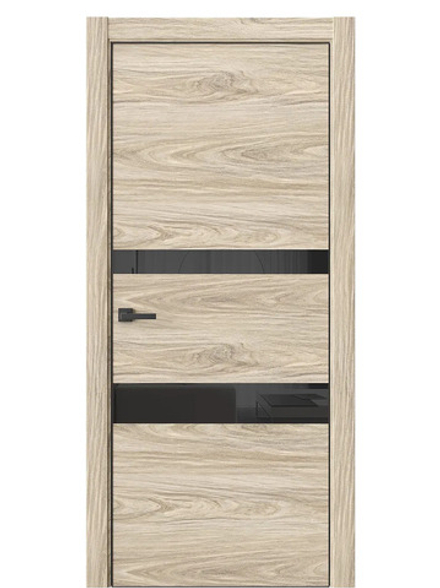 Двери WestStyle  "IN 13" Дуб Мюнстер /Чёрное Lacobel /алюм.кромка  ДО