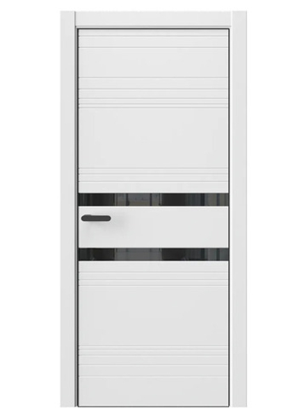 Двери WestStyle  "IN 13" Белая Вуаль /Чёрное Lacobel /алюм.кромка  ДО