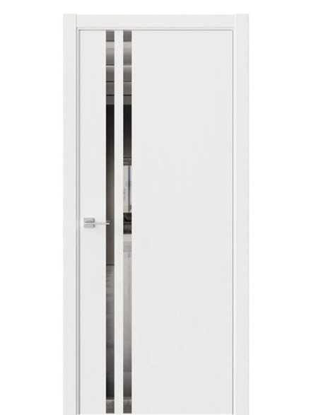 Двери WestStyle  "IN 37" Белое Дерево /Зеркало графит /алюм.кромка ДО