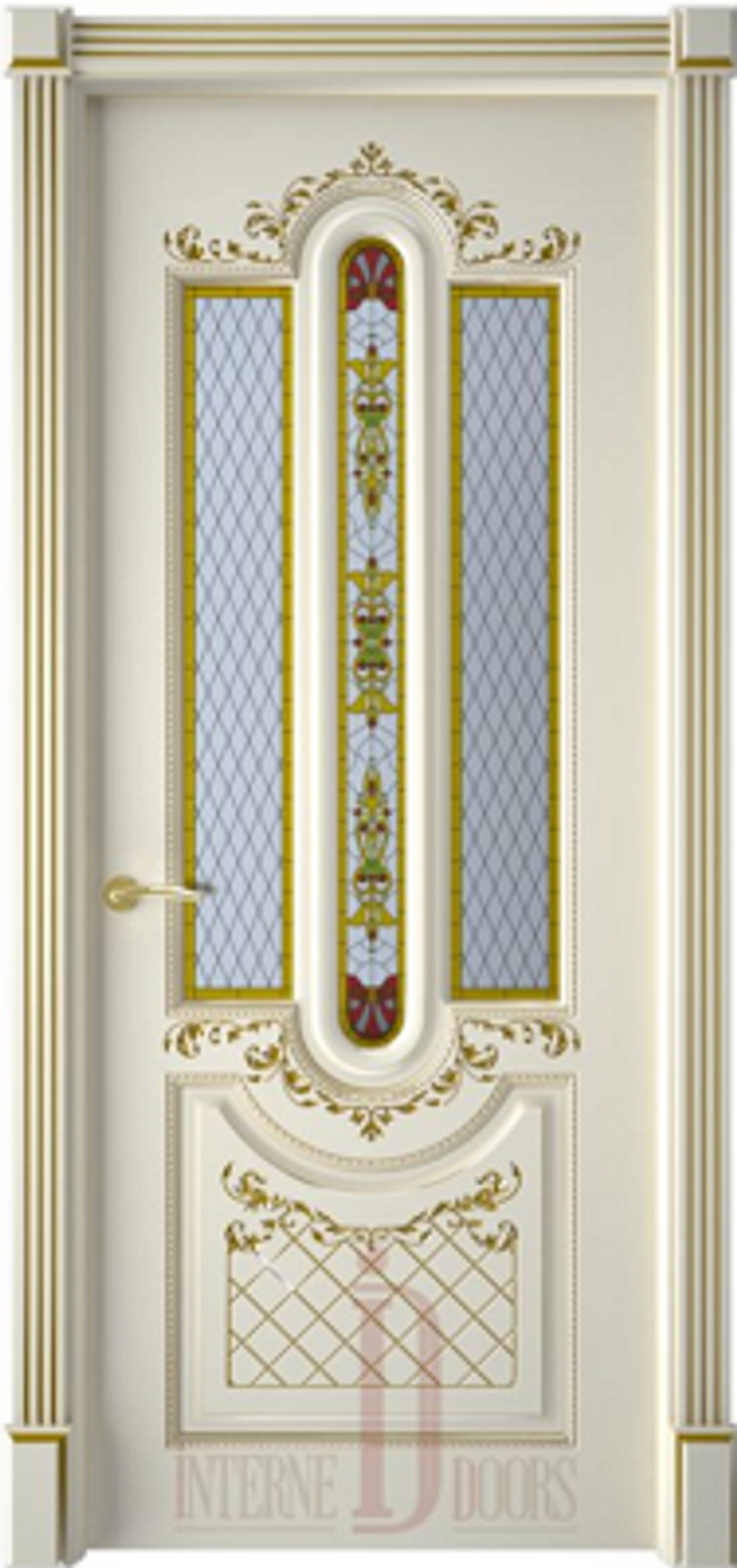 Межкомнатные двери INTERNE DOORS "АЛЕКСАНДРИЯ-2" (ДО) Слоновая кость эмаль/патина золото