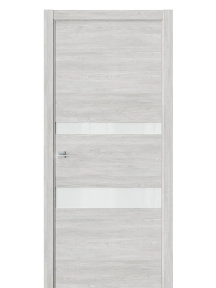 Двери WestStyle  "IN 16" Дуб Оксфорд /Белое Lacobel /алюм.кромка  ДО