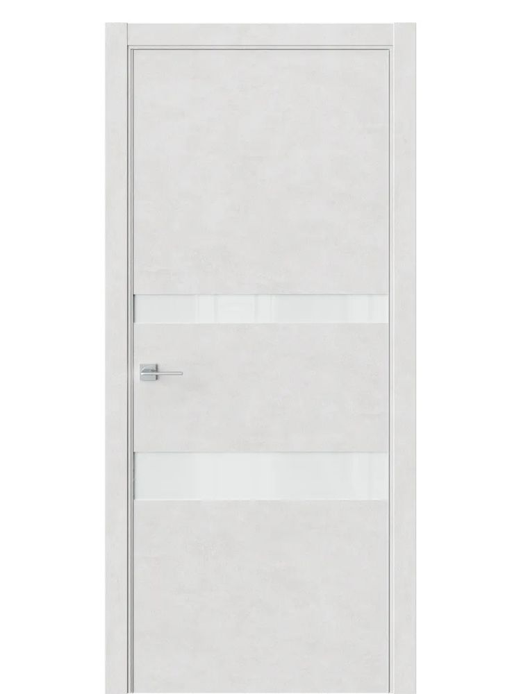 Двери WestStyle  "IN 16" Бетон Лайт /Белое Lacobel /алюм.кромка  ДО