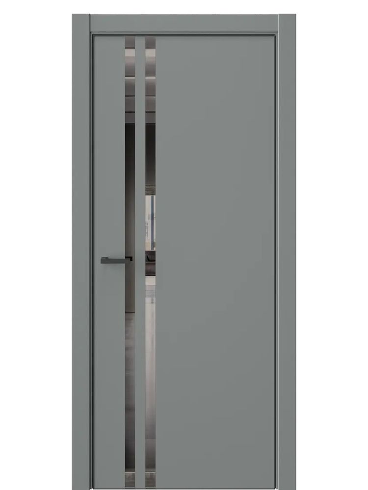 Двери WestStyle  "IN 37" Морская Галька /Зеркало графит /алюм.кромка  ДО