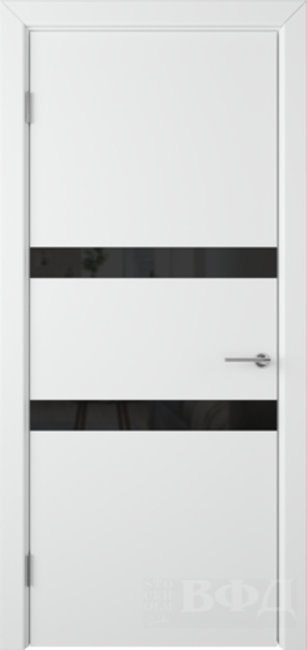 Межкомнатные двери ВФД "Ньюта" Белая эмаль 59ДО0 Лакобель черное