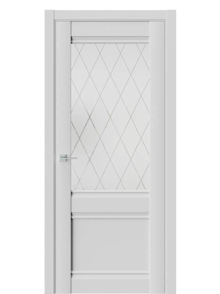 Двери WestStyle  "ChЕ 6" Emlayer Серый/ белое сатинат  ДО