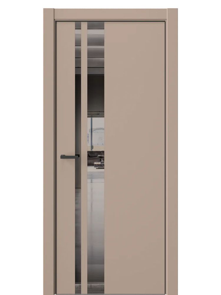 Двери WestStyle  "IN 38" Гляссе /Зеркало графит /алюм.кромка  ДО