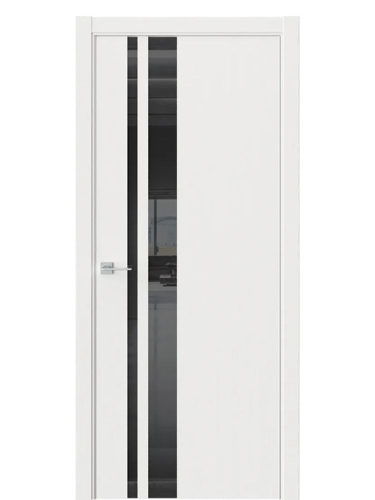 Двери WestStyle  "IN 38" Белое Дерево /Чёрное Lacobel /алюм.кромка ДО