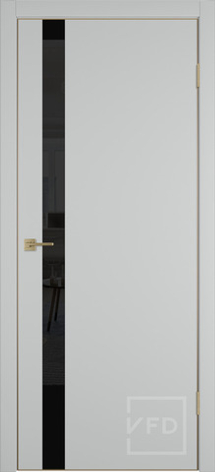 Межкомнатные двери "Urban 1SV" Emalex Steel /черное лакобель GE 4х4 BG (Алюминиевая кромка) ДГ