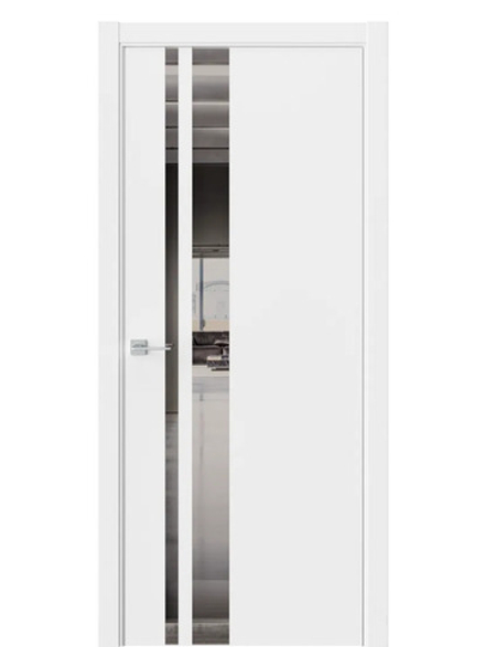 Двери WestStyle  "IN 38" EmLayer Белый /Зеркало графит /алюм.кромка  ДО