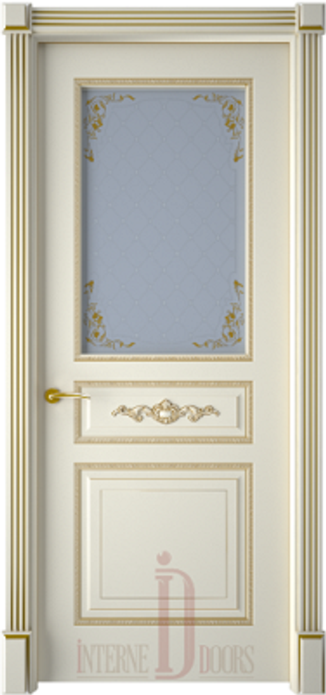 Межкомнатные двери INTERNE DOORS &quot;ЛАЦИО&quot; (ДО) Слоновая кость/патина серебро