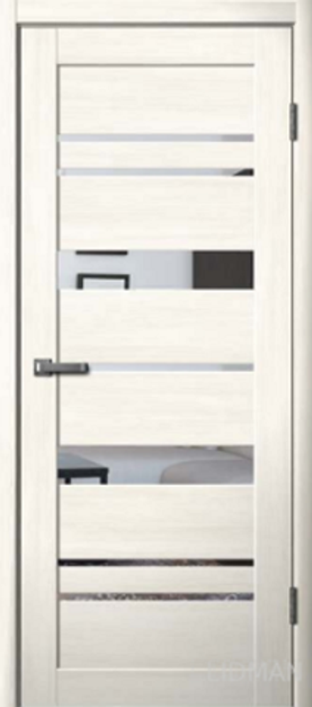 Межкомнатные двери La Stella 283 Ясень снежный Черное стекло/Зеркало ДО