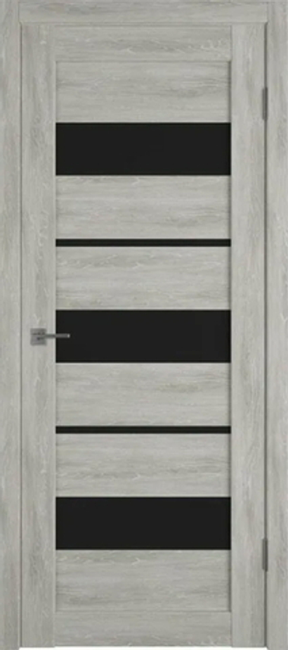 Межкомнатные двери ALBERO "Бостон" Дуб снежный / Черное стекло (ДО)
