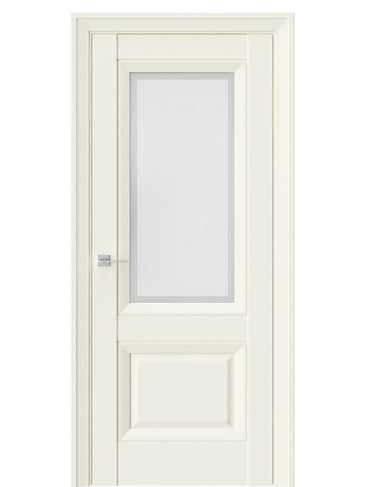 Двери WestStyle  PL4F EmLayer Бежевый /Белое Сатинат /Молдинг ДО