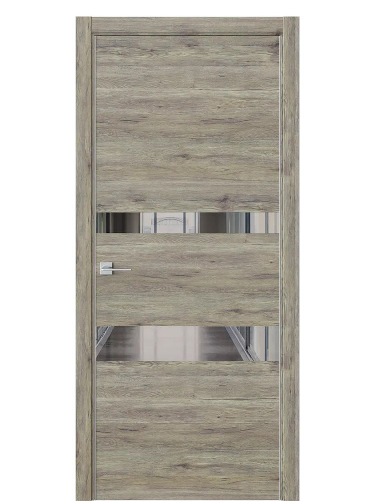 Двери WestStyle  "IN 16" Дуб Эссе /Зеркало Графит /алюм.кромка  ДО