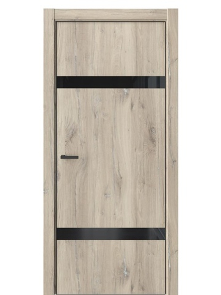 Двери WestStyle  "IN 3" Дуб Мехико /Чёрное Lacobel /алюм.кромка  ДО