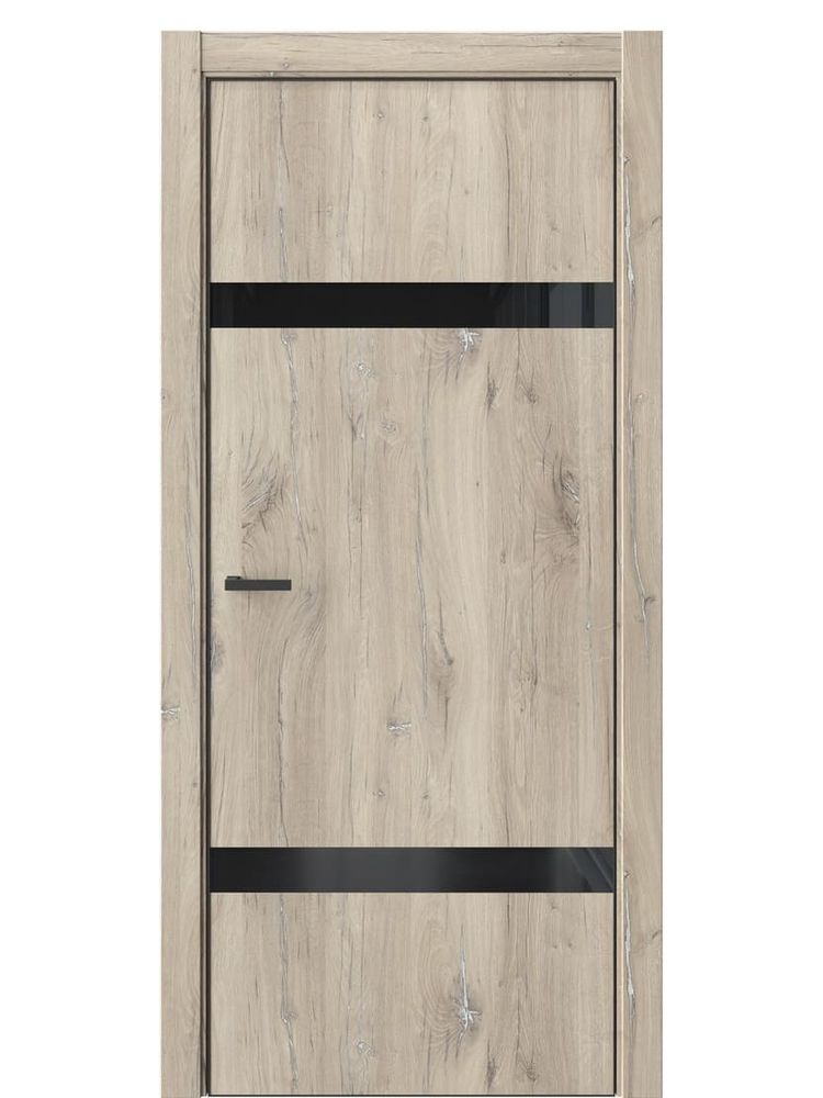 Двери WestStyle  "IN 3" Дуб Мехико /Чёрное Lacobel /алюм.кромка  ДО