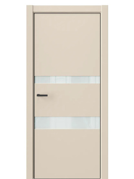 Двери WestStyle  "IN 16" Лазурный Песок /Белое Lacobel /алюм.кромка  ДО