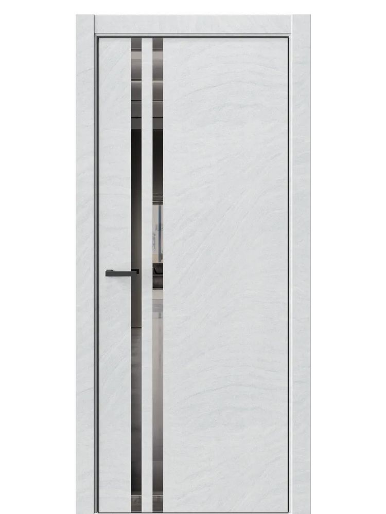 Двери WestStyle  "IN 37" Стоунлайн Лайт /Зеркало графит /алюм.кромка ДО