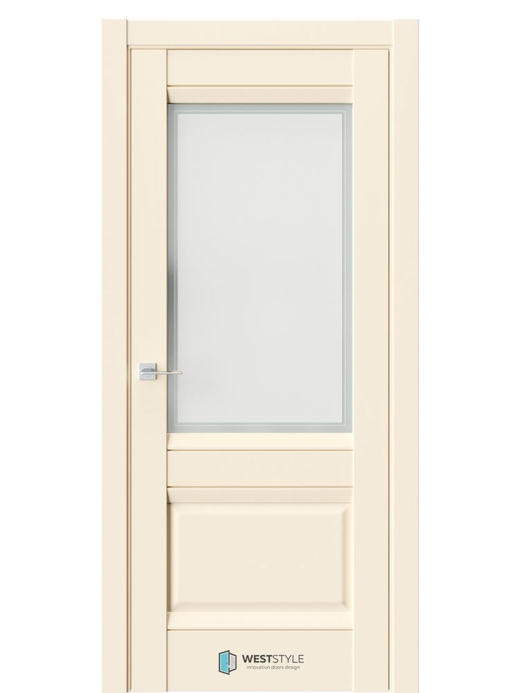 Двери WestStyle PL11F EmLayer Бежевый /Белое Сатинат /Молдинг ДО Двери WestStyle PL11F EmLayer Бежевый /Белое Сатинат /Молдинг ДО