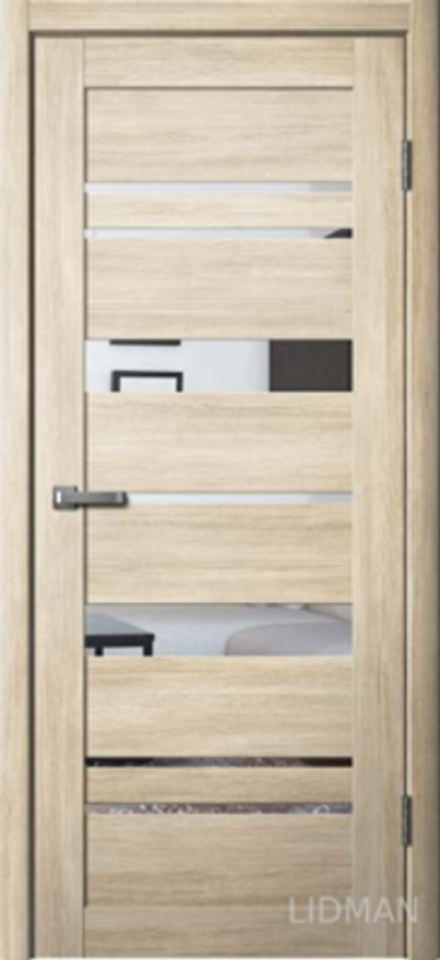 Межкомнатные двери La Stella 283 Ясень латте Черное стекло/Зеркало ДО