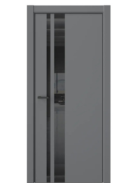 Двери WestStyle  "IN 38" Альпийская Ночь /Чёрное Lacobel /алюм.кромка ДО