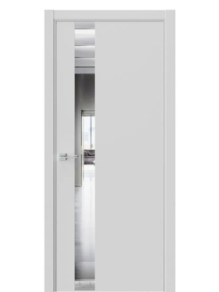 Двери WestStyle  "IN 2" EmLayer Серый /Зеркало /алюм.кромка  ДО