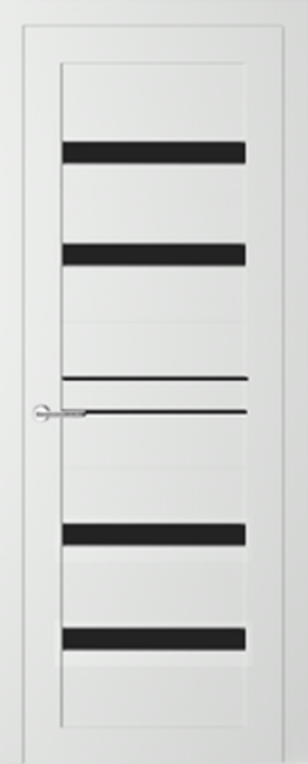 Межкомнатные двери МИР "PV-10 Эмалит белый/Черное стекло (ДО)