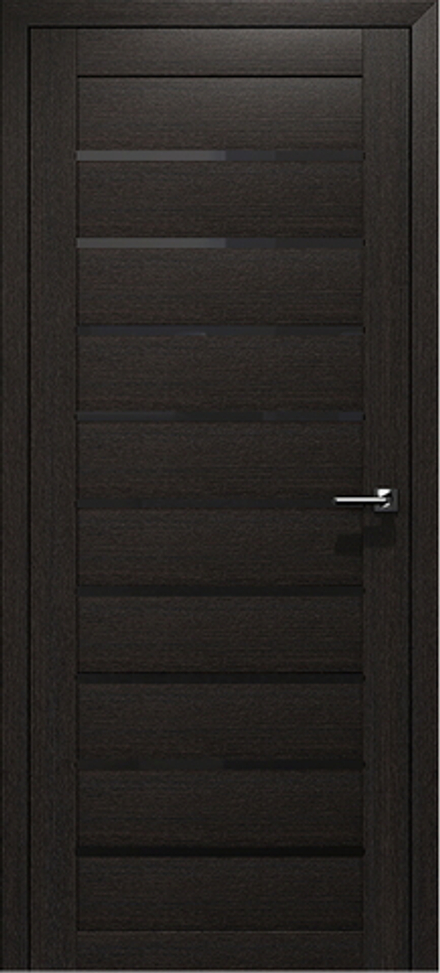 Межкомнатные двери ВОСХОД "АЛЬФА" Орех бисмарк (венге) черное стекло ДО