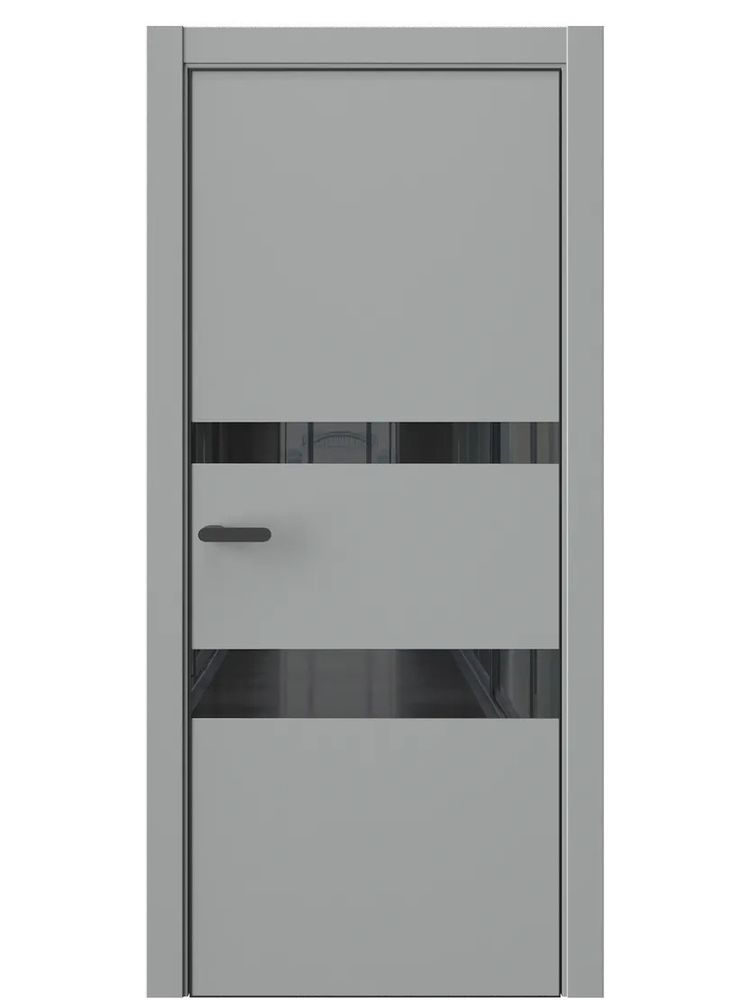 Двери WestStyle  "IN 16" Серая Гавань /Чёрное Lacobel /алюм.кромка  ДО