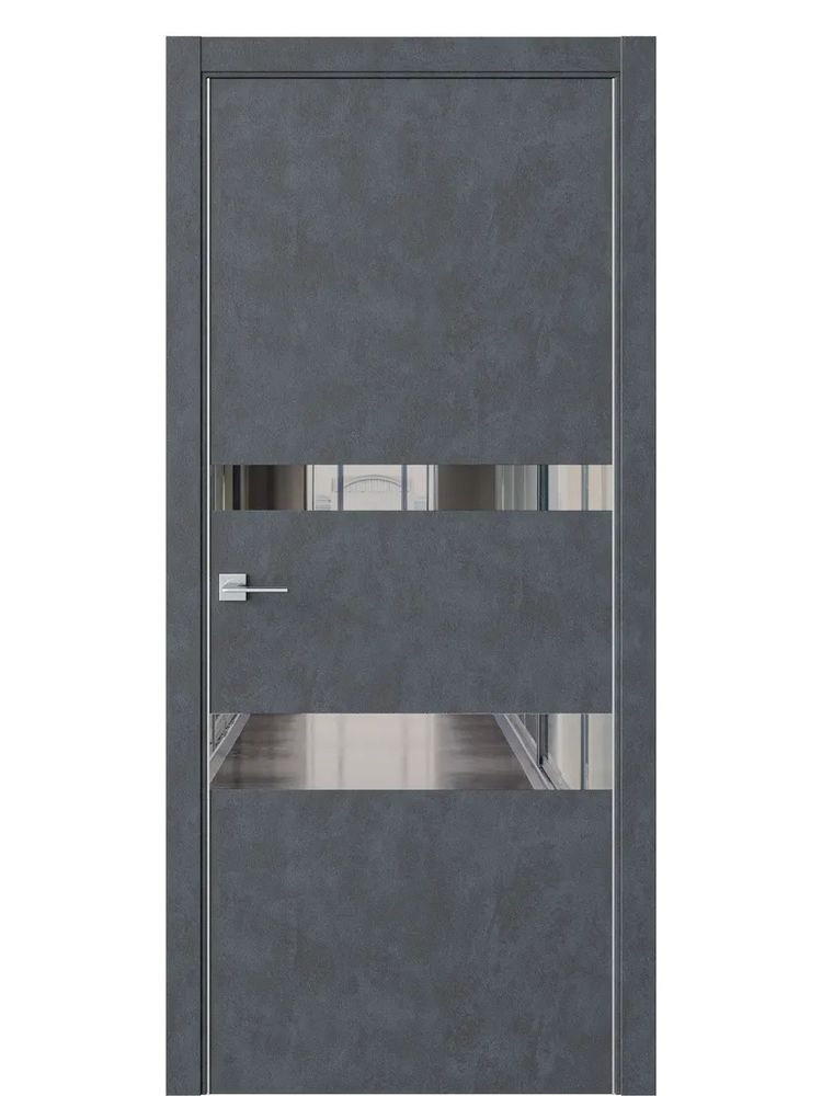 Двери WestStyle  "IN 16" Бетон Маренго/Зеркало Графит /алюм.кромка ДО