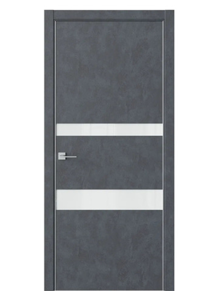 Двери WestStyle  "IN 16" Бетон Маренго/Белое Lacobel /алюм.кромка ДО
