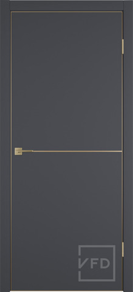Межкомнатные двери ВФД "URBAN 1" 4х4 Emalex Onyx/ Gold Mould (Алюминиевая кромка) ДГ