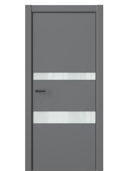 Двери WestStyle  "IN 16" Альпийская Ночь /Белое Lacobel /алюм.кромка ДО