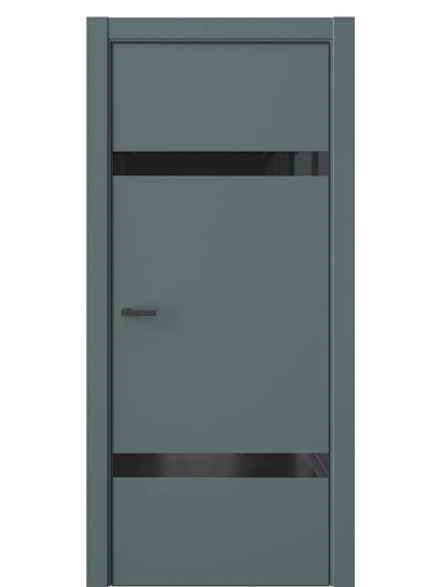 Двери WestStyle  "IN 3" Нефритовый Сад /Чёрное Lacobel /алюм.кромка  ДО