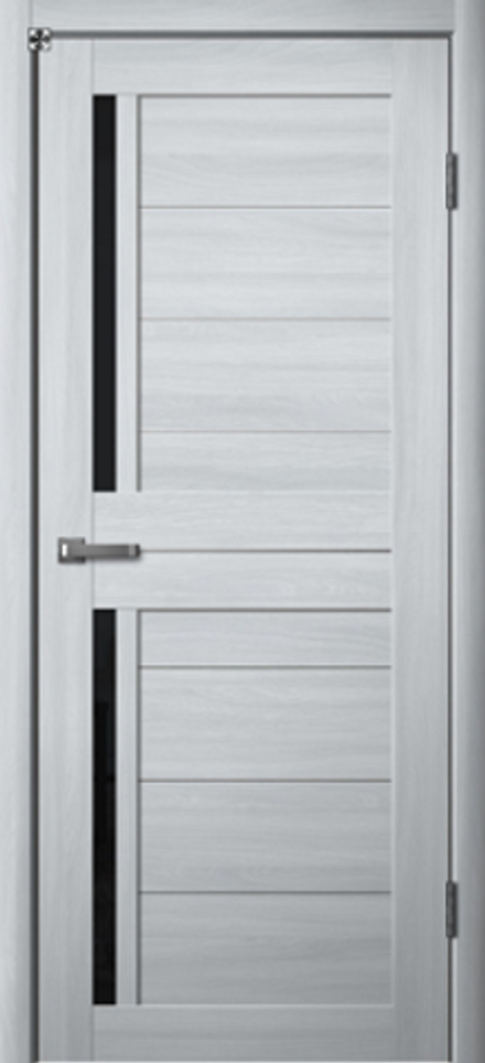 Межкомнатные двери La Stella 202 Ясень графит/Черное стекло/Зеркало ДО